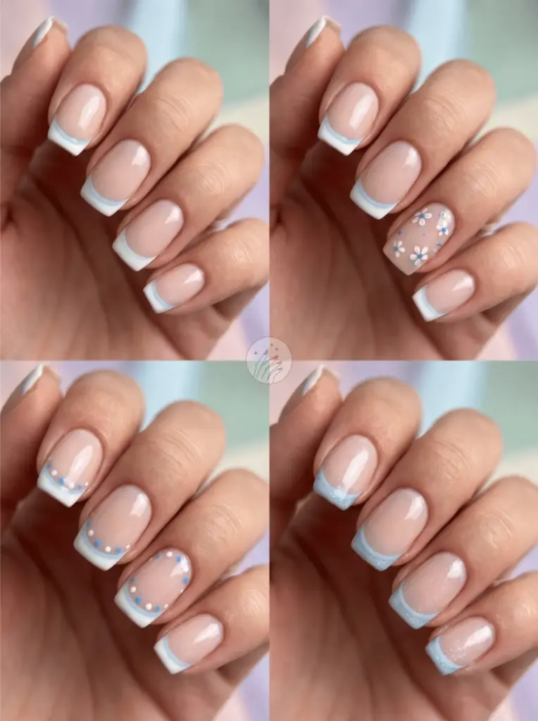 Baby Blue White French Tip Nails