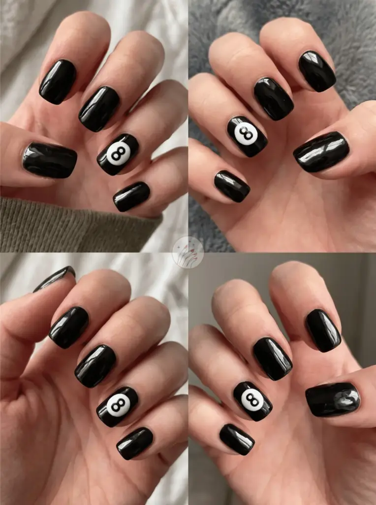 Black 8 Ball Nail Art
