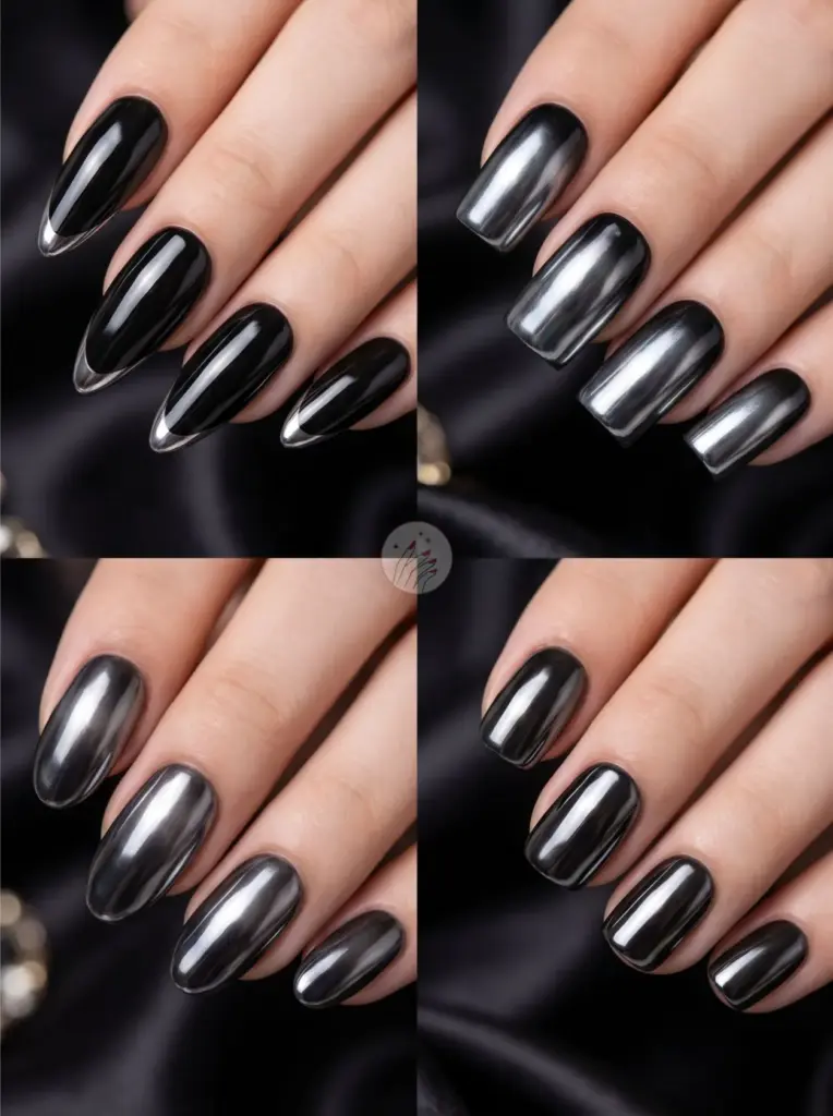 Black Chrome Mirror Nails