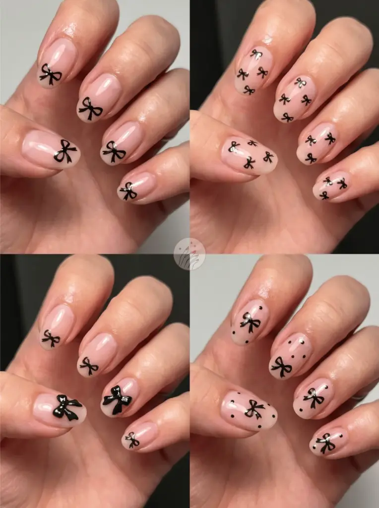 Black Coquette Bow Nails