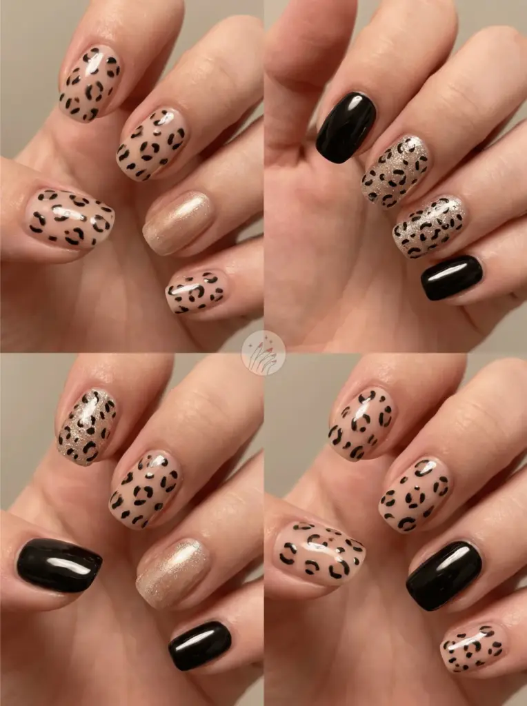 Black Leopard Print Nails
