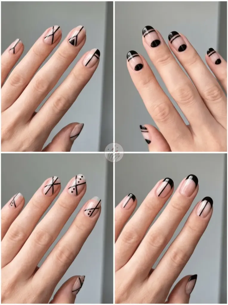 Black Negative Space Nails