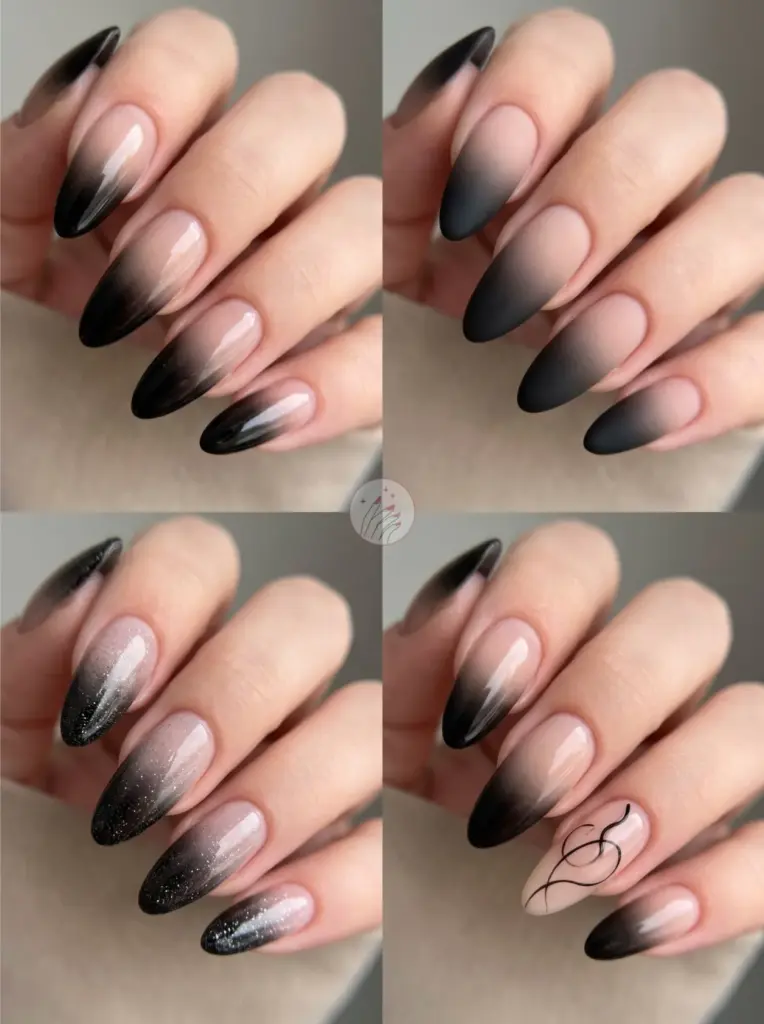 Black Ombre Fade Nails