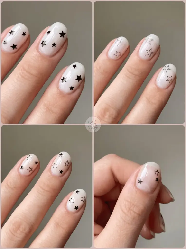 Black Star Accent Nails