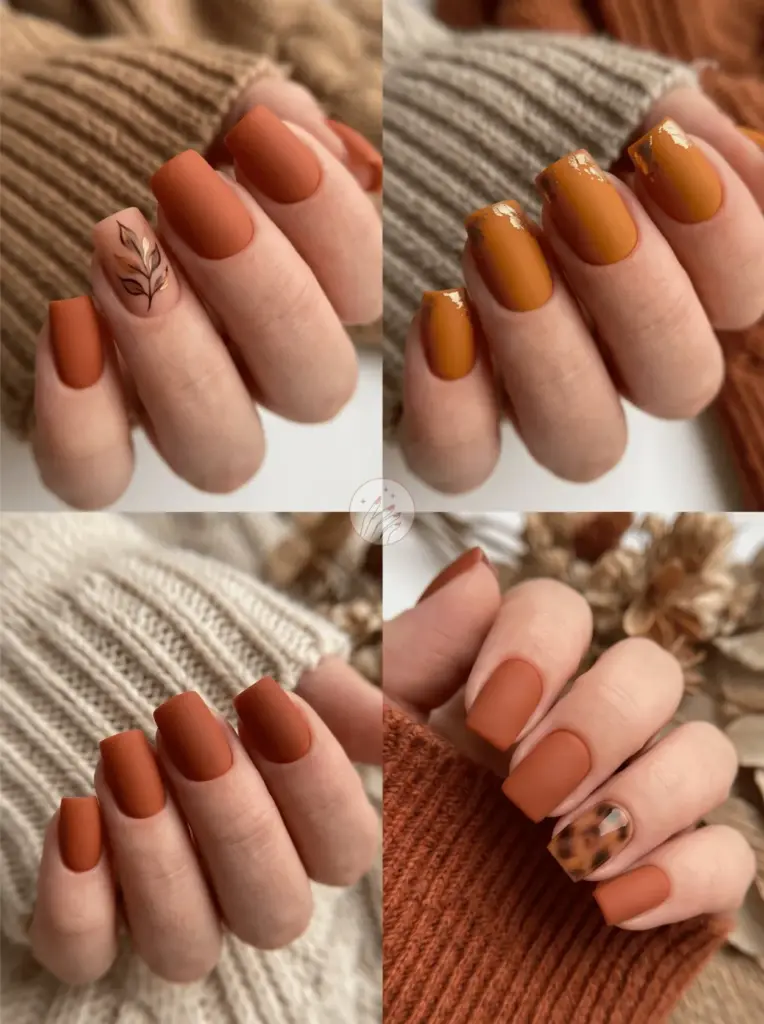 Burnt Orange Rust Autumn Nails