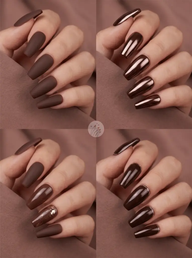 Chocolate Brown Coffin Nail Tone
