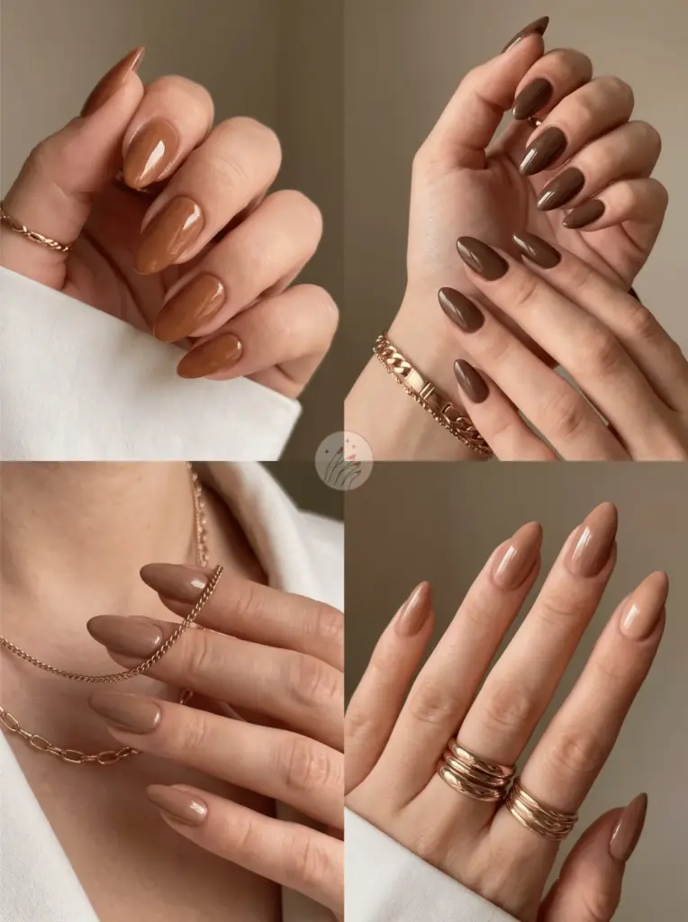 Classy Brown Almond Nail Shade