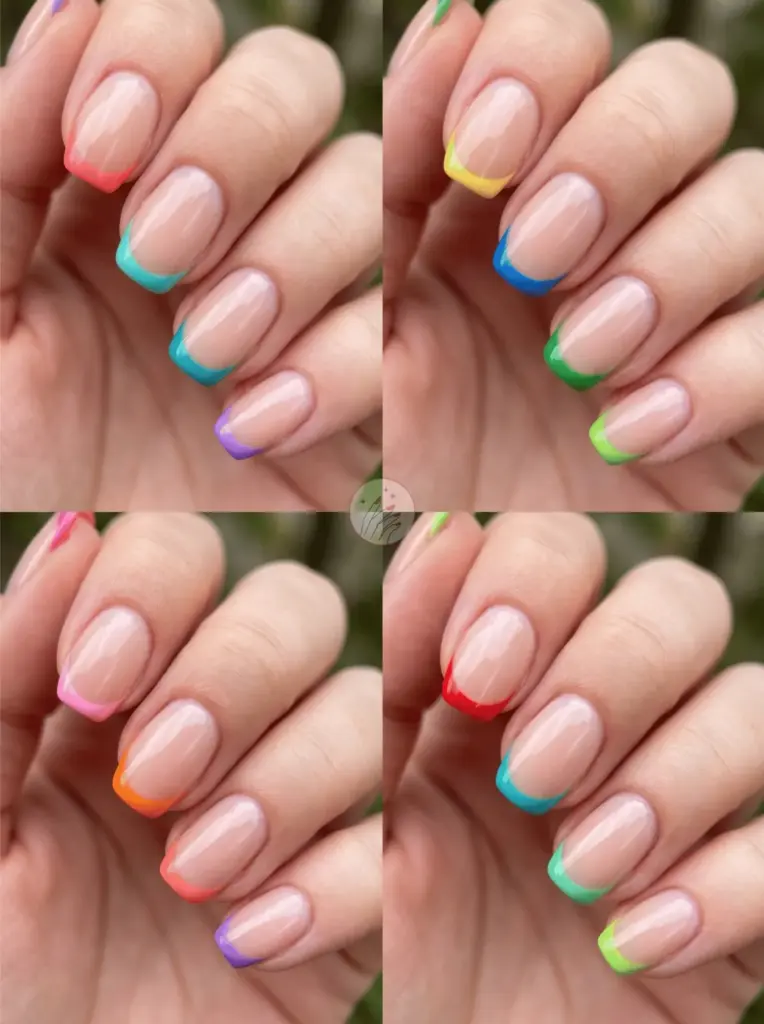 Colorful French Tip Manicure