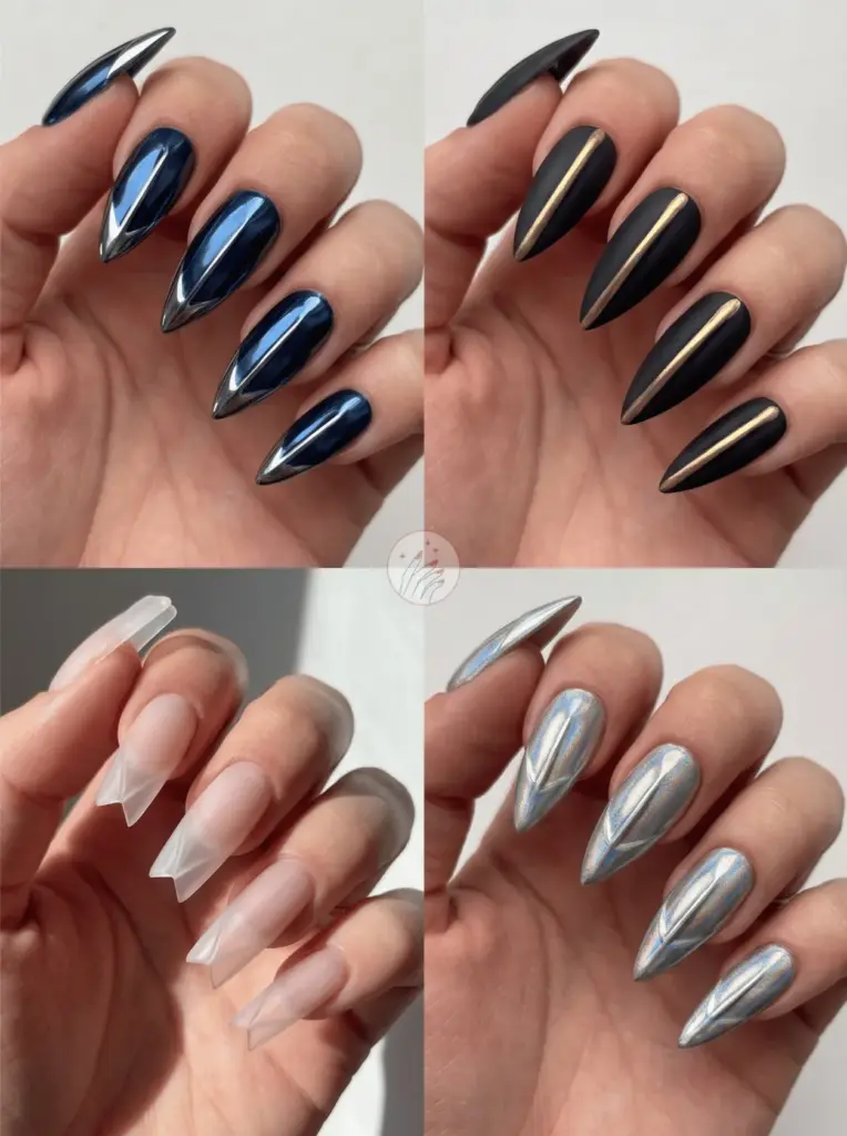 Edge Nails: Sharp Futuristic Center Ridge