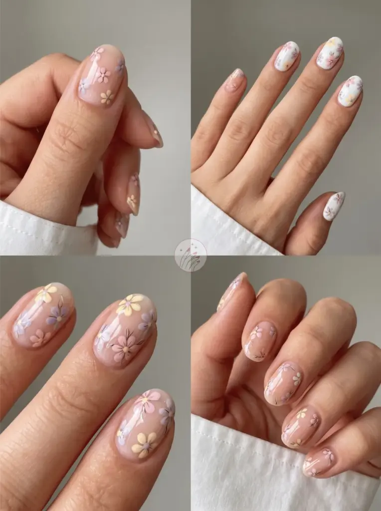Floral Multi-Colour Nail Design