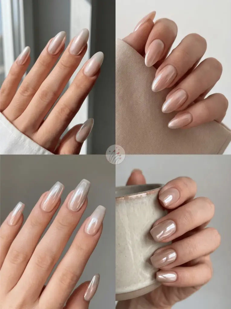 Glazed Nude Chrome Nails