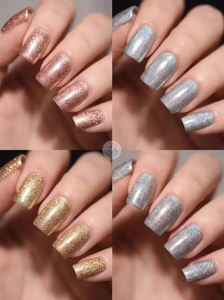 Glitter Chrome Square Nail Finish