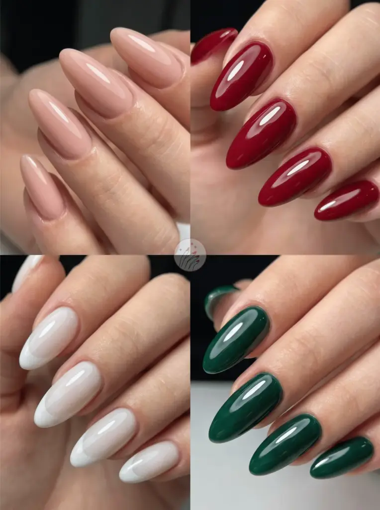 Glossy Almond Shape Acrylic Nails