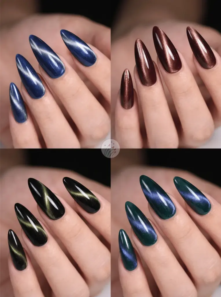 Glossy Cat Eye Stiletto Nail Art
