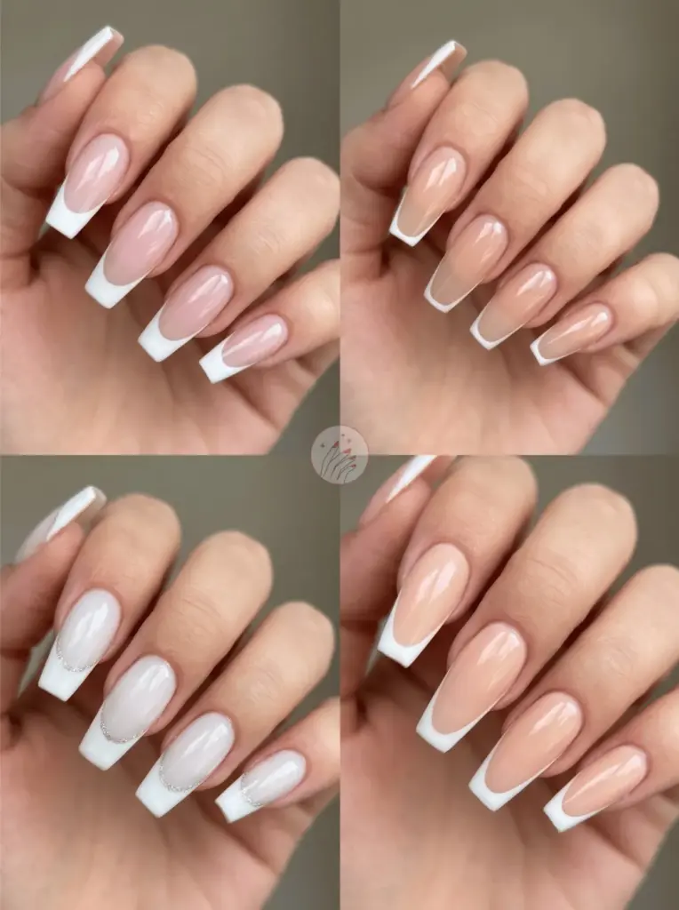Glossy French Tip Coffin Nails