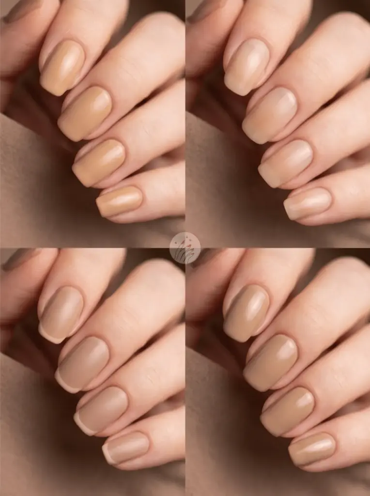 Honey Beige Neutral Round Nails