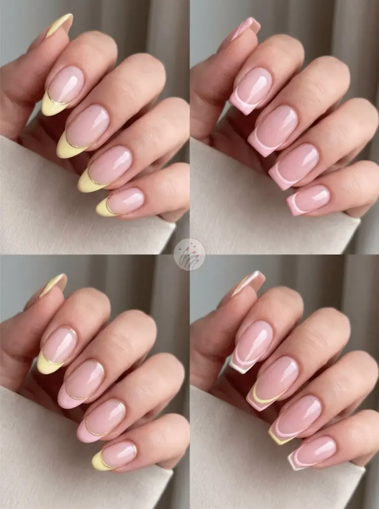 Light Pink and Yellow French Tip Nails