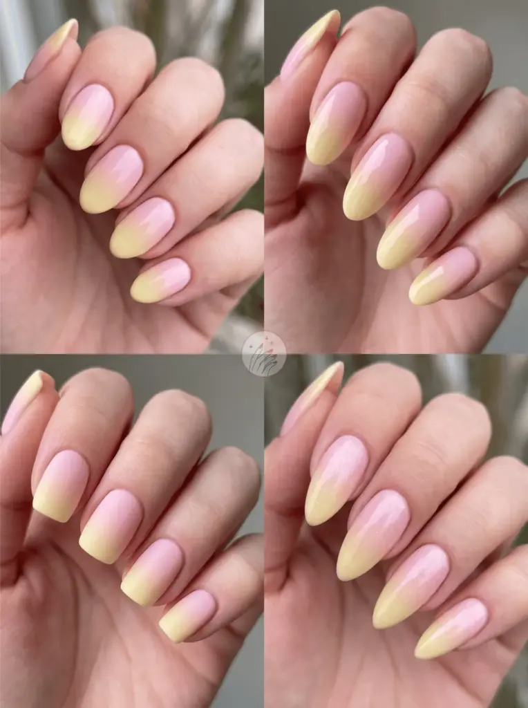 Light Pink and Yellow Ombré Nails