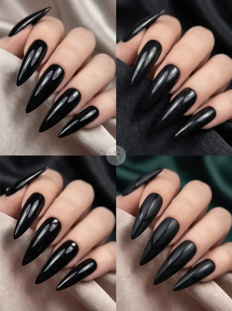 Long Black Stiletto Nails