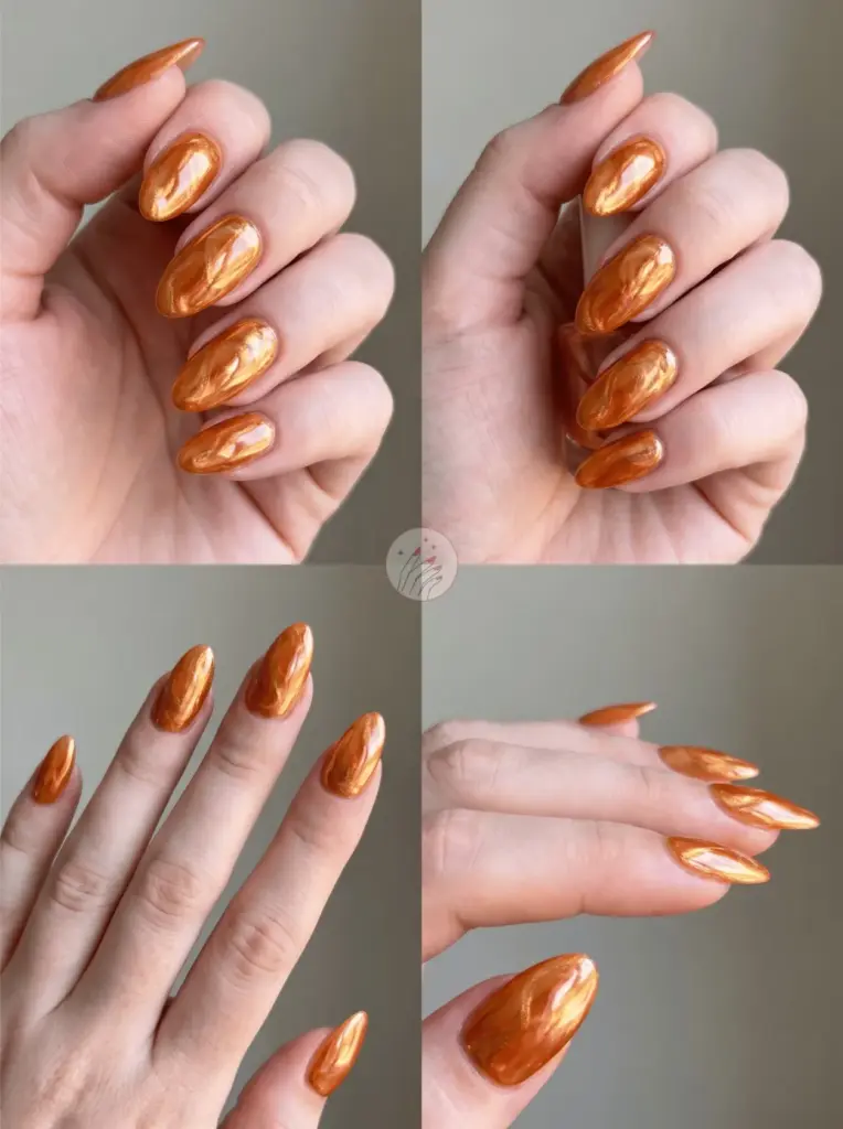Marble Chrome Orange Nail Art
