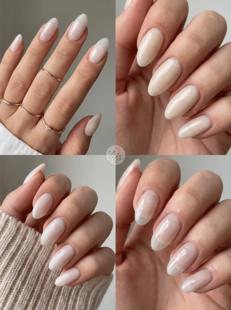 Milky Neutral Almond Nail Trend