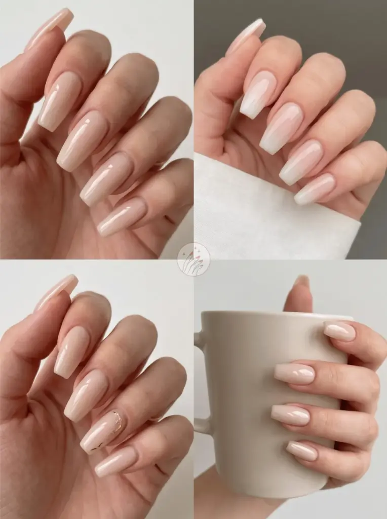 Milky Nude Coffin Nail Design