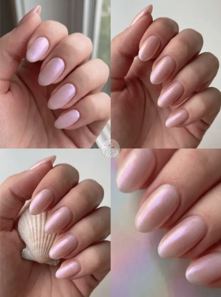 Milky Pink Pearlescent Nails
