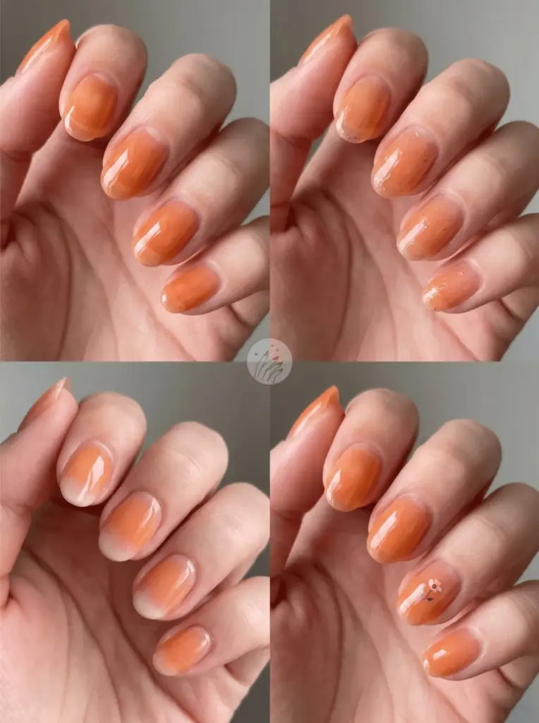 Milky Sheer Orange Jelly Nails