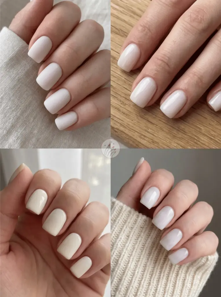 Milky White Neutral Nails