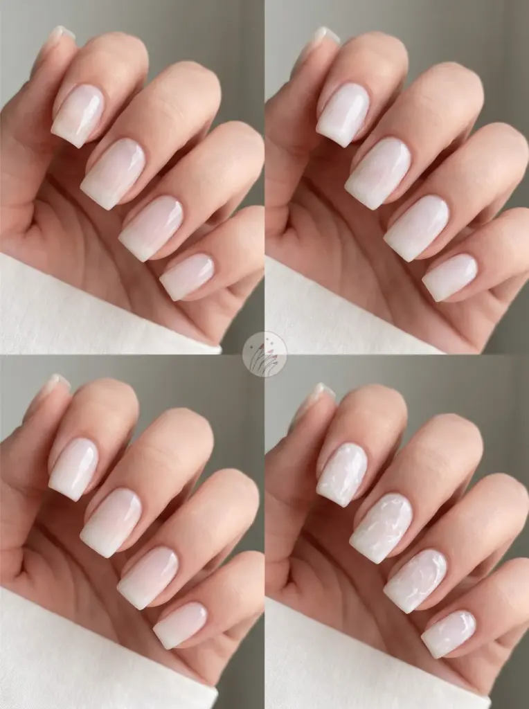 Milky White Square Acrylic Nails