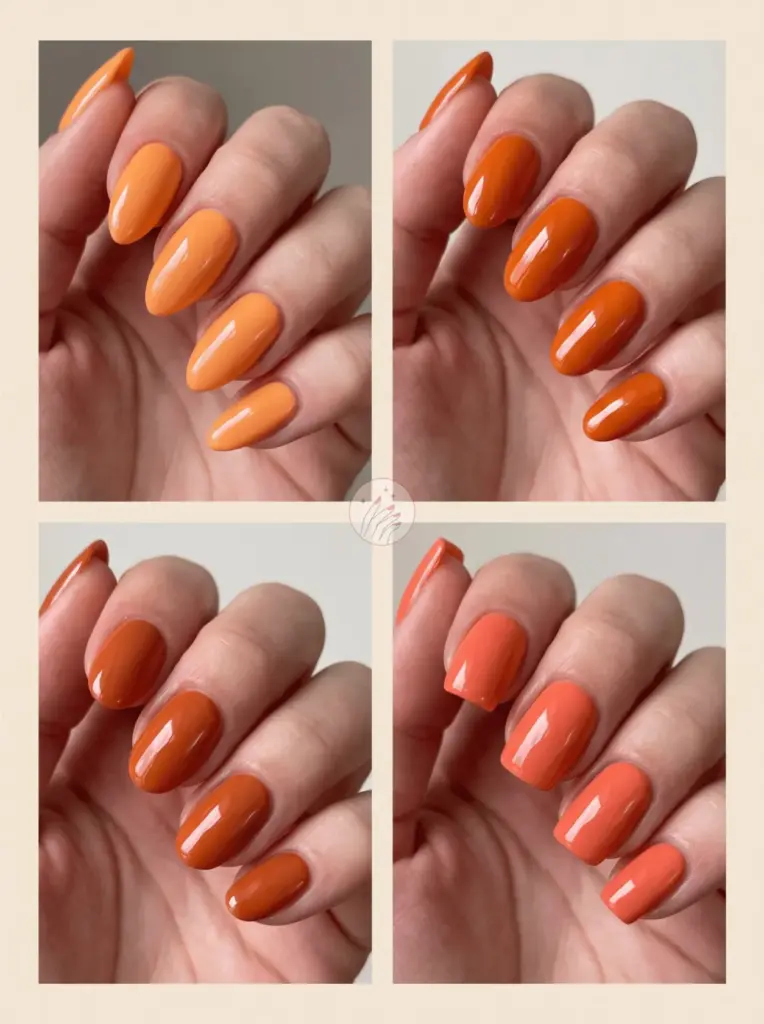 Minimal Glossy Solid Orange Nails