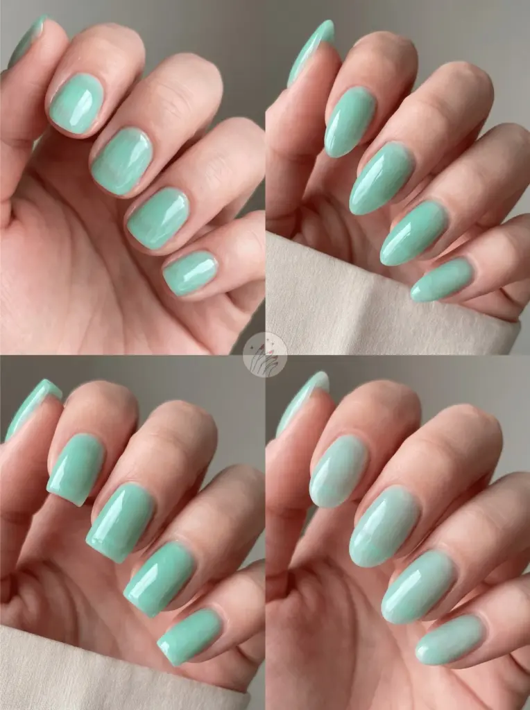 Mint Green Glossy Jelly Nails