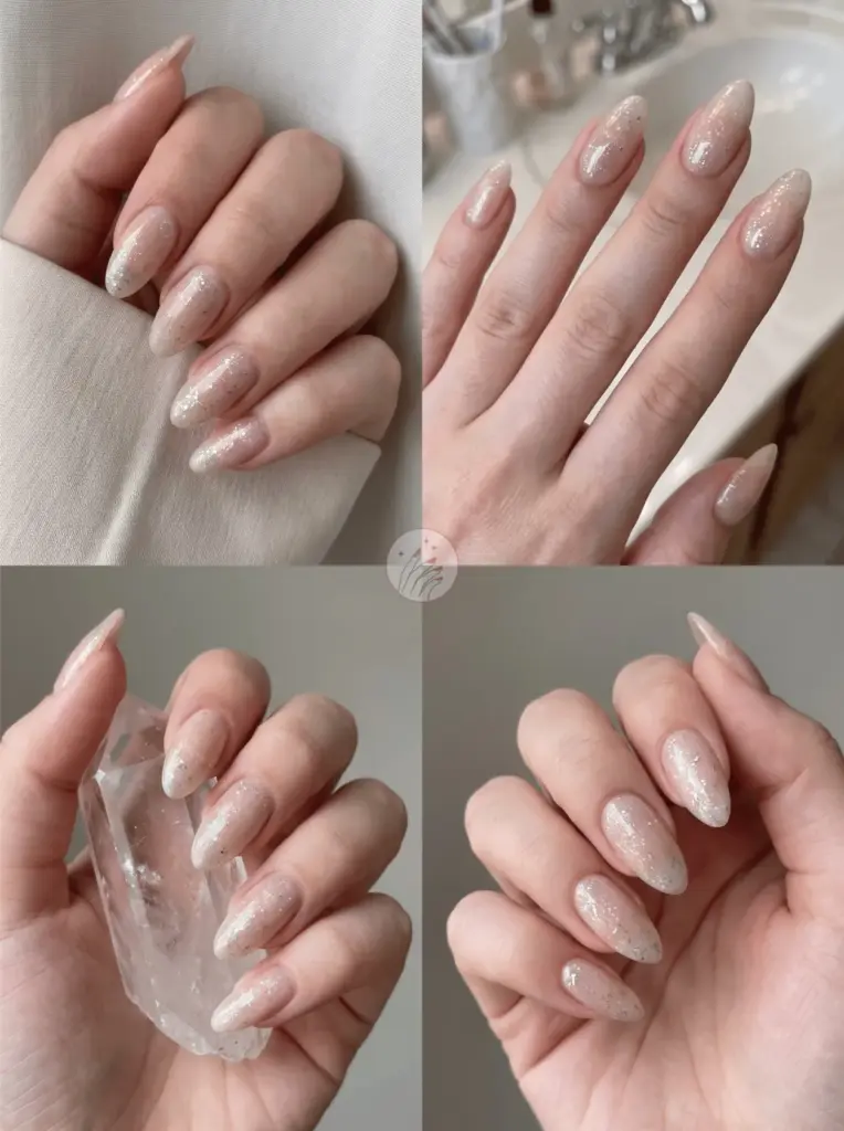 Nude Quartz Shimmer Nails