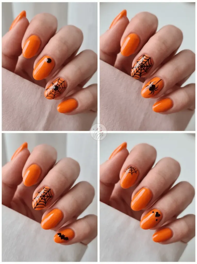 Orange Black Halloween Nail Design