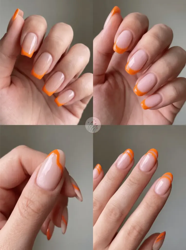 Orange French Tip Nail Design