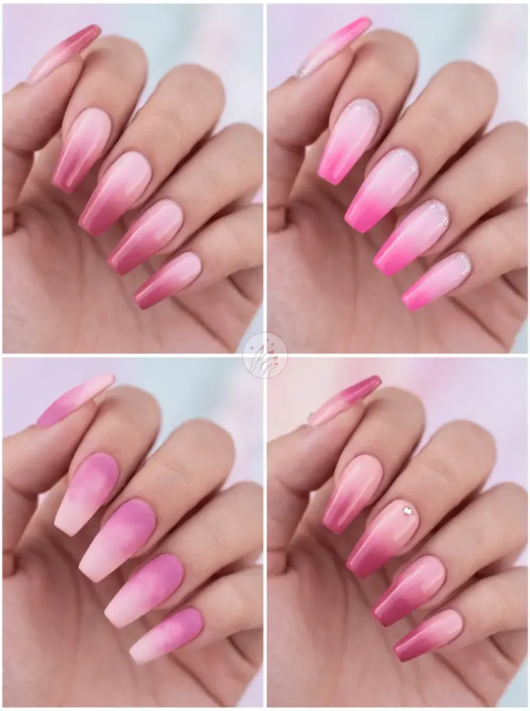 Pink Ombre Coffin Nail Gradient