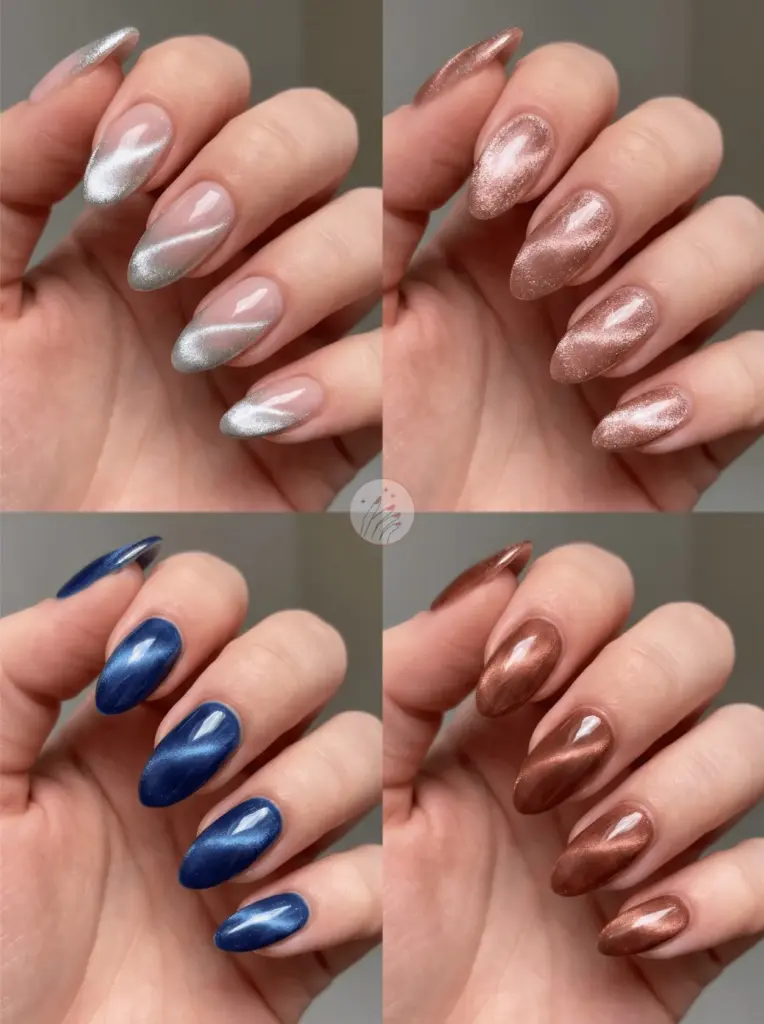 Playful Cat Eye Almond Nails