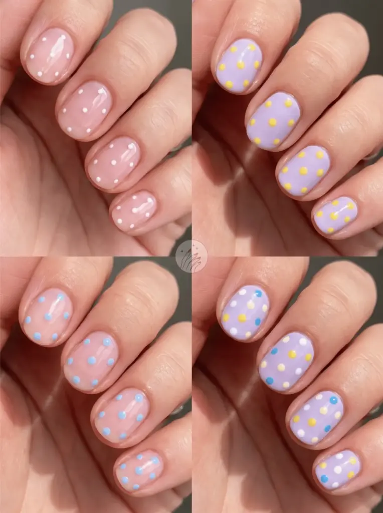 Polka Dot Colourful Nail Art
