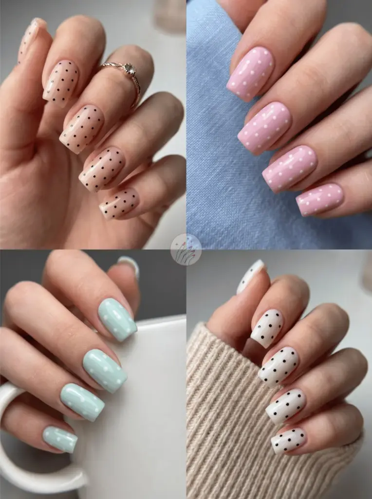 Polka Dot Square Nail Art