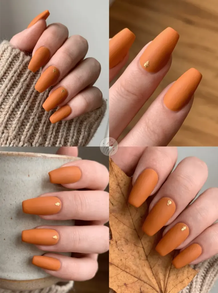 Pumpkin Spice Orange Fall Nails
