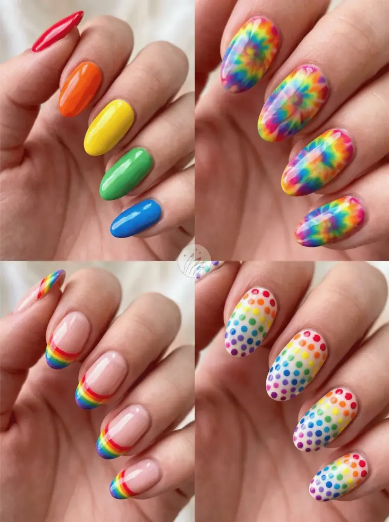 Rainbow Multi-Colour Nail Art