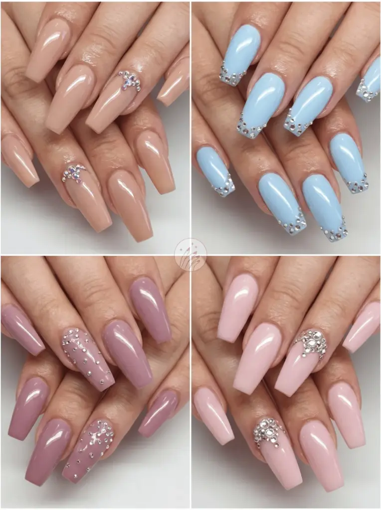 Rhinestone Bling Coffin Nail Glam