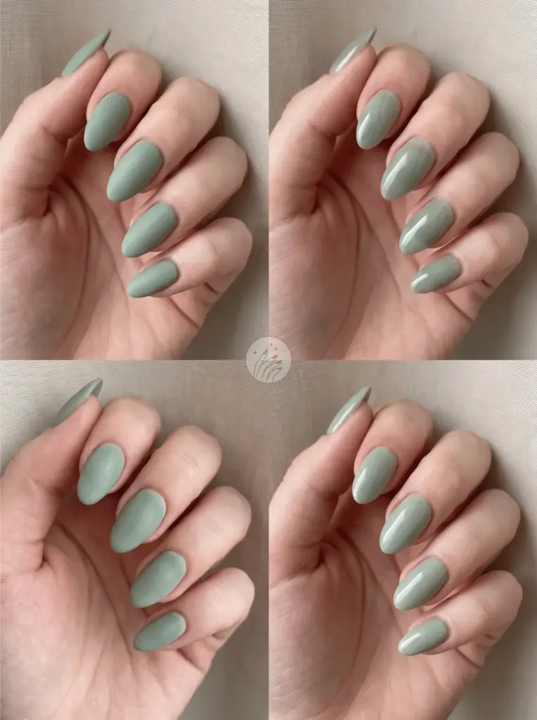 Sage Green Minimalist Almond Nails