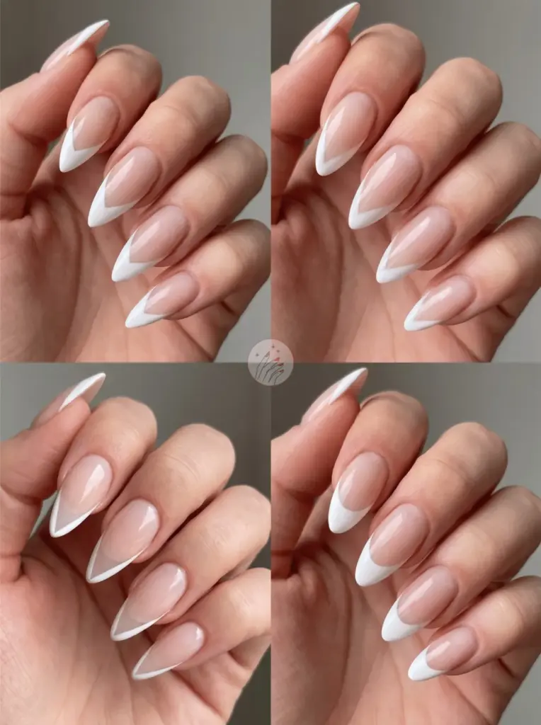 Sharp Edgy French Tip Stiletto Nails