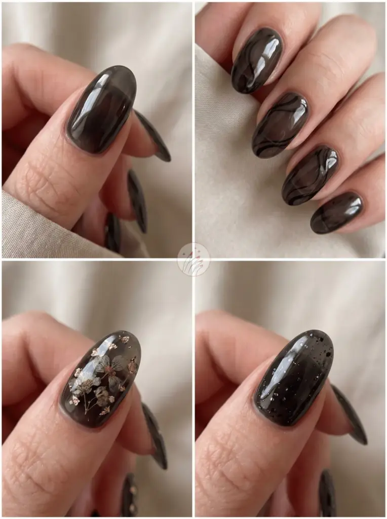 Sheer Black Jelly Nails