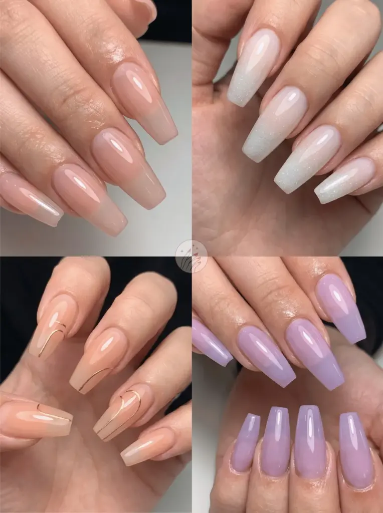 Sheer Coffin Gel Nail Finish