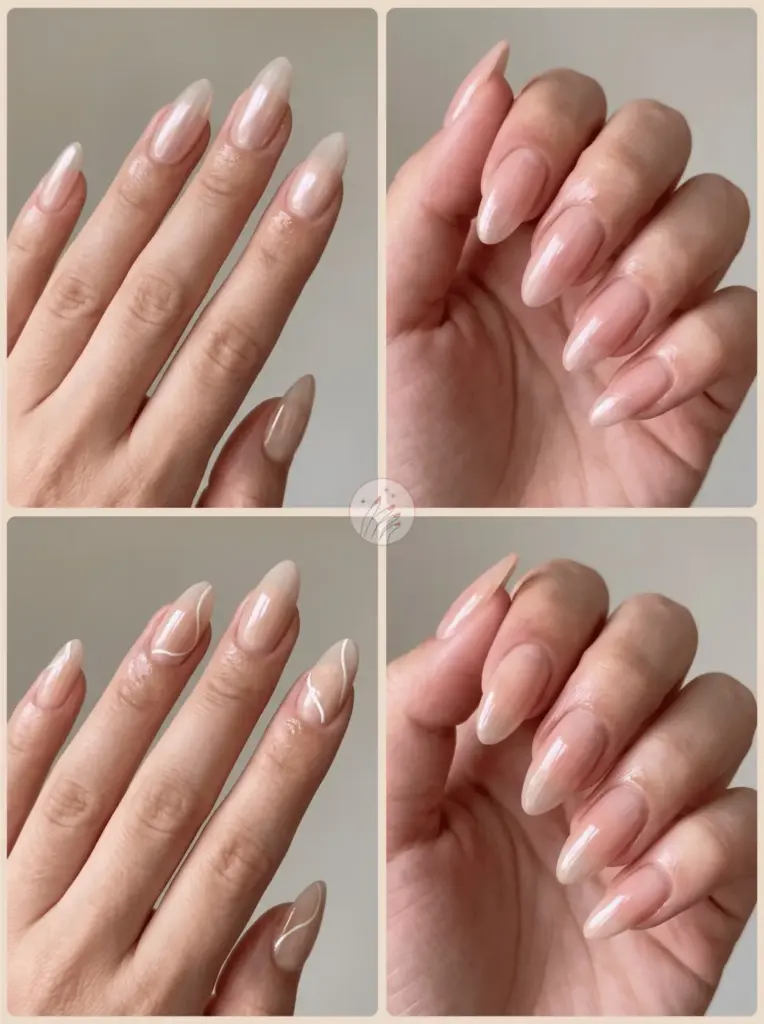 Sheer Nude Almond Manicure