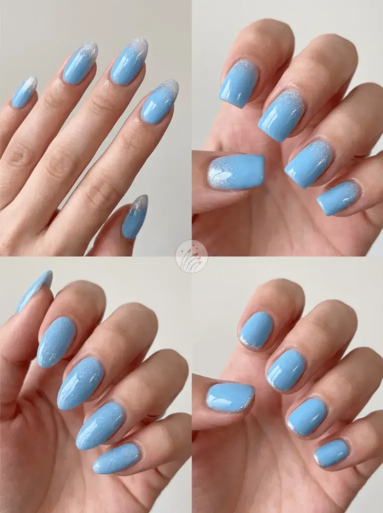Sky Blue Nails With Glossy Shine