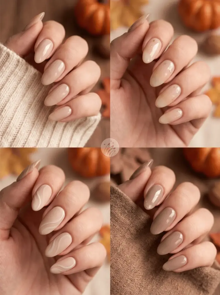 Soft Milky Latte Beige Nails