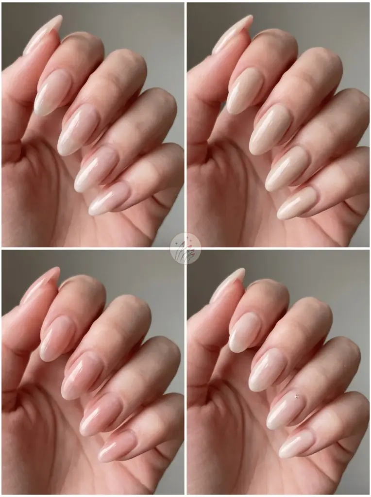 Soft Nude Almond Gel Nails